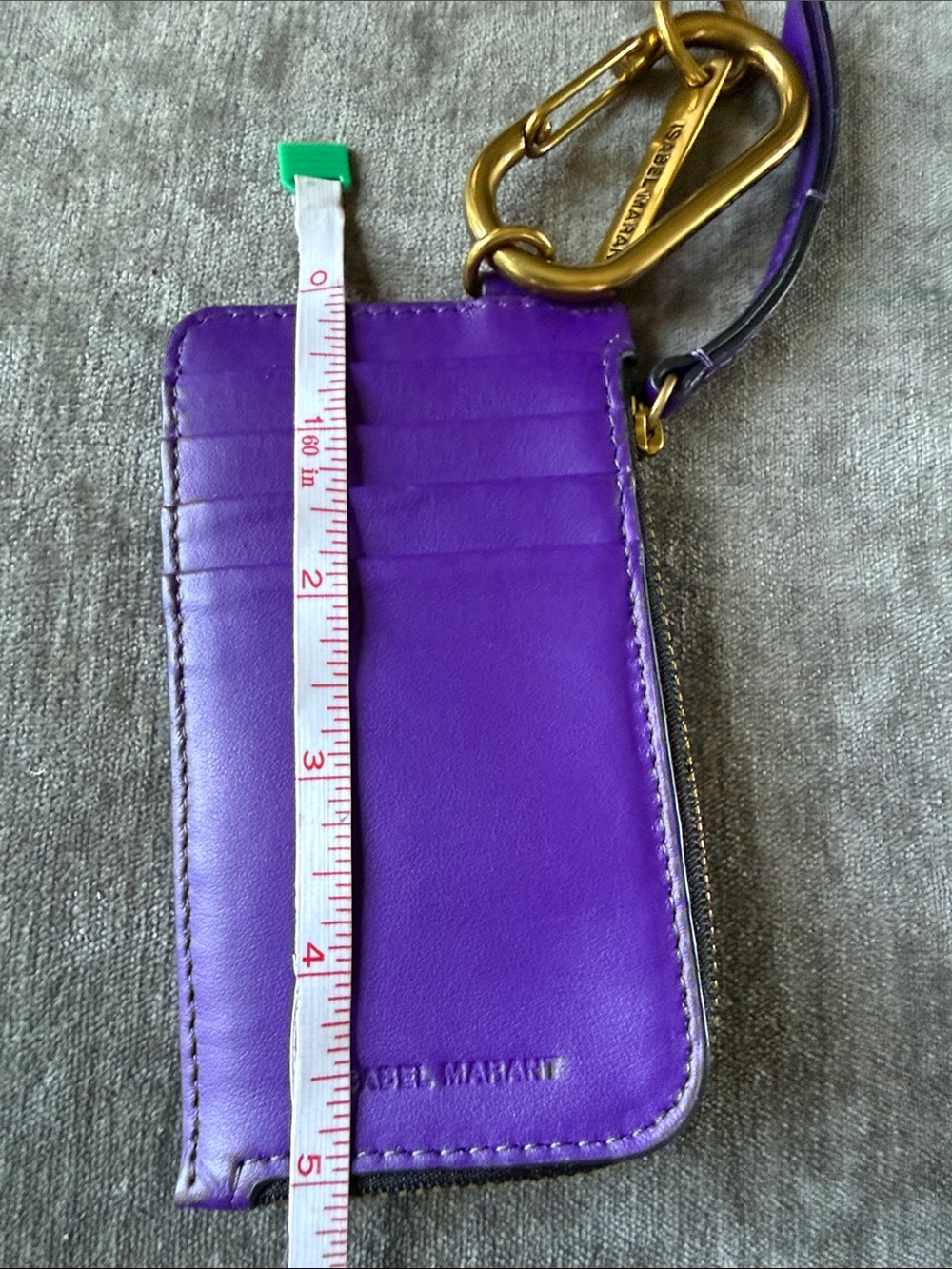 Isabel Marant Purple Leather Card Case with Gold Carabiner - Picture 8 of 10